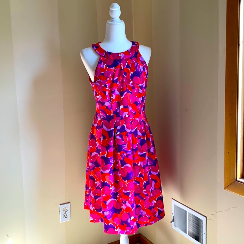 Ladies, beautiful, pink, and purple and orange, multi colored dress